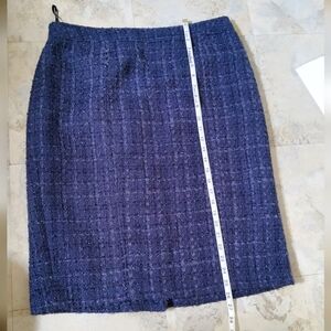 Anne Klein Pencil  Sparkly Blue Tweed Skirt